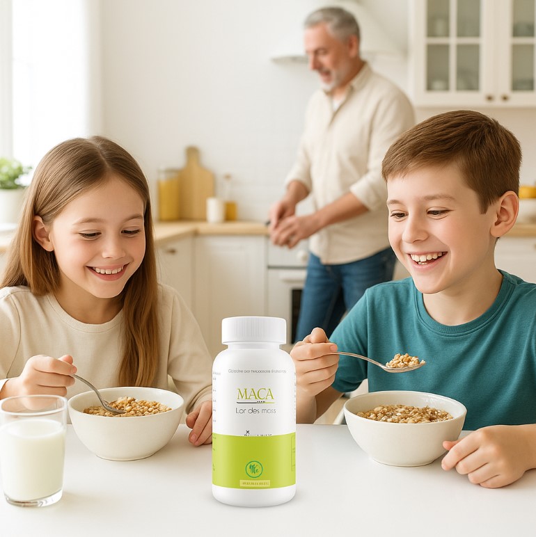 deux jeunes enfants qui prenne de la maca dans un smoothie